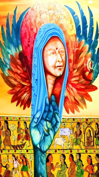 Title- Village Tapestry: The Sparrow’s Gratitude & Artist Name- Manik Das (@manikvisual)